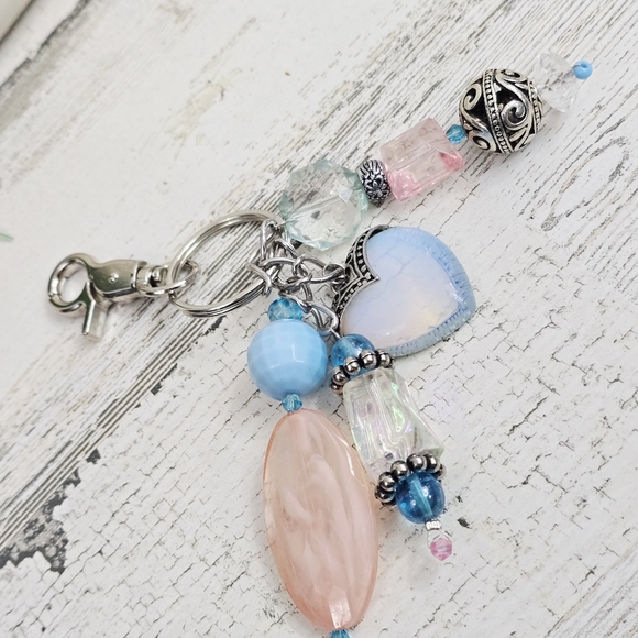 #30 - Handmade Blue & Pink Purse Charm / Keychain - Picture 5 of 6